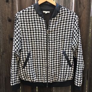 Pleione Anthropologie Houndstooth Bomber Jacket